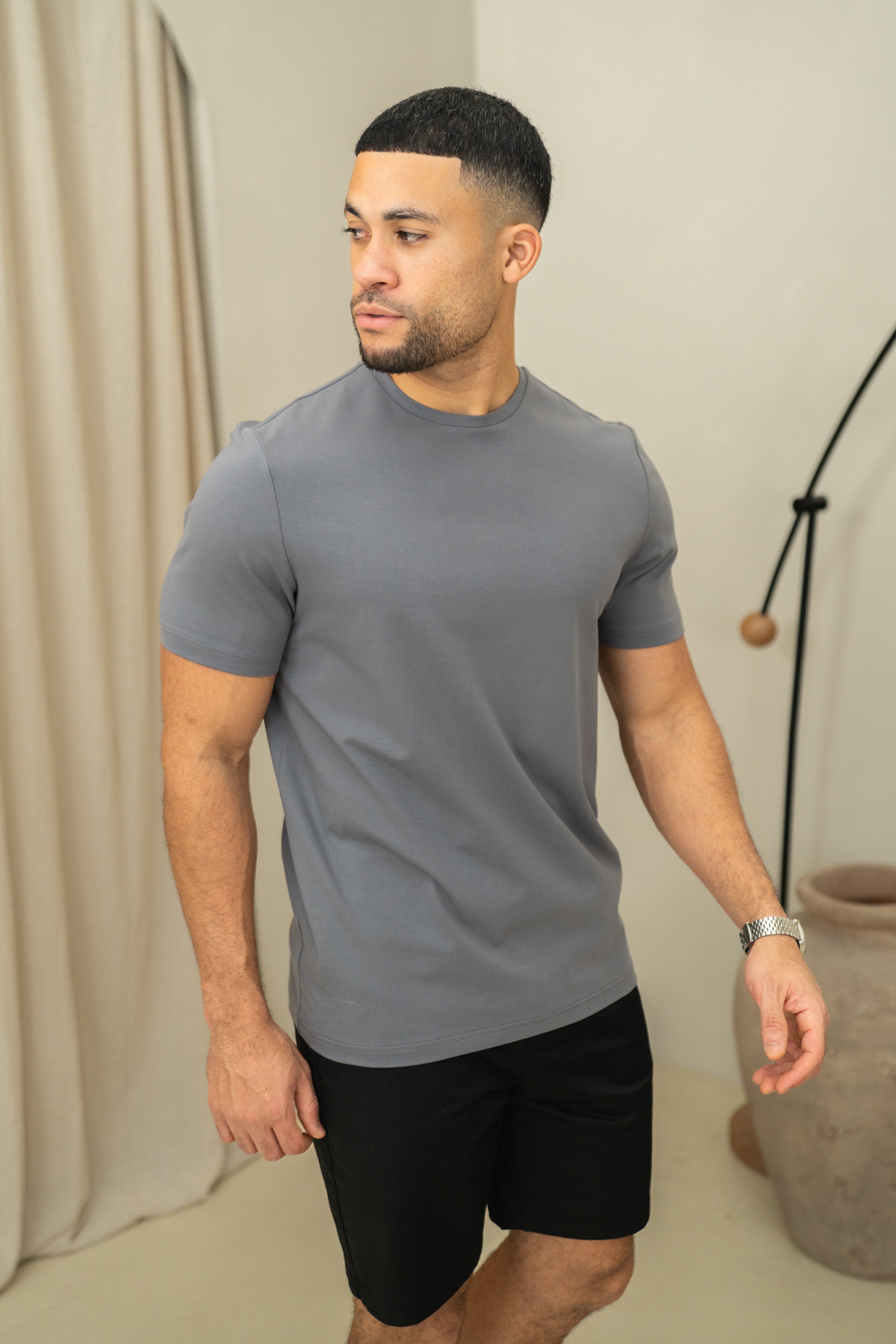 CAPO Every Day Crew Neck Cotton Slate Grey T-Shirt